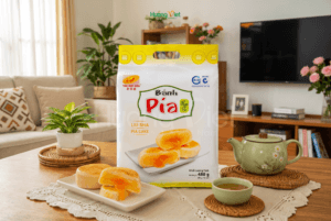 Bánh pía kim sa mini đậu xanh trứng chảy Tân Huê Viên ( Túi 480g ) - Đặc sản Sóc Trăng