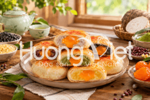 Mỗi loại bánh pía kim sa sẽ có nhiều loại hương vị kết hợp sốt trứng chảy béo ngậy.